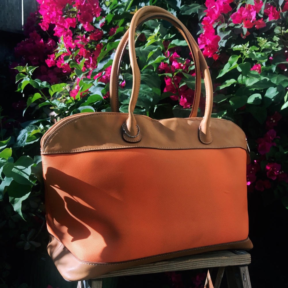 Large MULLHOLLAND orange and tan leather bag